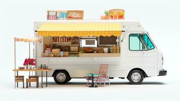 Displaying a 3D miniature Food Truck. Generative AI photo