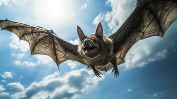 Photo of a Vampire Bat under Blue Sky. Generative AI