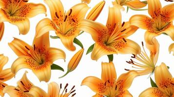 Tiger Lily flower patterned background. Flower texture background. Generative AI photo