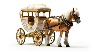 Displaying a 3D miniature Horse and Carriage. Generative AI photo