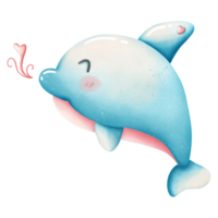 watercolor cute little dolphin png