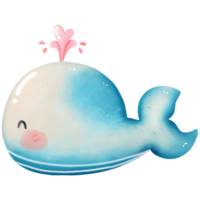 cute watercolor little whale png