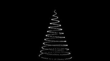 Glowing gold Christmas tree spiral animation with particles lights stars and snowflakes on trans parent background video