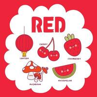 flat design vector color red object illustration collection set