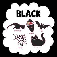 flat design vector color black object illustration collection set