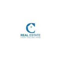 abstract minimal real estate c letter logo design vector. c letter and home combine icon. vector