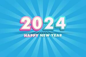 Happy New Year 2024. festive realistic decoration. Celebrate 2024 party vector