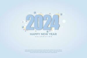 Happy New Year 2024. festive realistic decoration. Celebrate 2024 party. vector