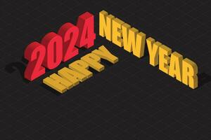 3D Isometric Happy New Year 2024 Cinematic for Banner or Poster vector