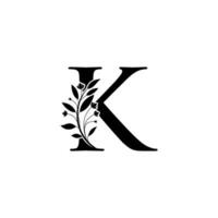 Floral letter K logo Icon, Luxury alphabet font initial design isolated vector