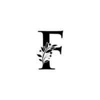 floral letra F logo icono, lujo alfabeto fuente inicial diseño aislado vector