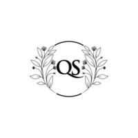 Floral letter Q, S logo Icon, Luxury alphabet font initial design isolated vector