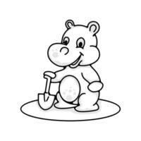 vector negro y blanco personaje hipopótamo logo