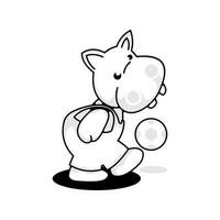 vector black and white character hippopotamus logo