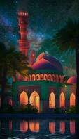 ai génératif, magnifique coloré mosquée à magnifique nuit video