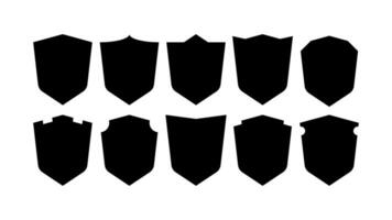 Set Of Solid Shields Shape Collection Silhouette Vector Design