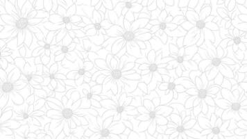 Simple Flowery Minimalism Hand-drawn Thin Line Pattern Vector Texture Background