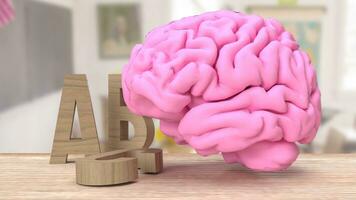 The alphabet  and brain for education or sci concept 3d rendering photo