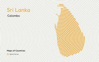 vector abstract map of sri lanka with circular shape