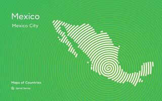 mexico map with spiral lines and a circle vector