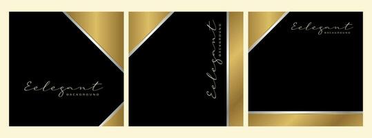 set of luxurious square golden background for invitation or social media template vector