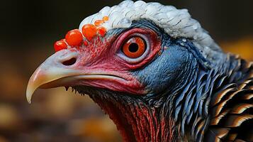 Close-up photo of a Turkey looking any direction. Generative AI