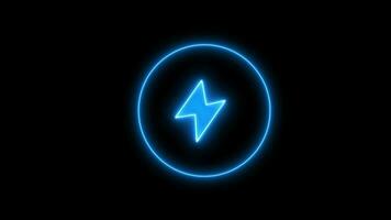 Charging icon video.Blue charger neon icon on transparent background video