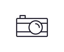 Camera concept. Single premium editable stroke pictogram perfect for logos, mobile apps, online shops and web sites. Vector symbol isolated on white background.