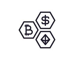 Single line icon of crypto on isolated white background. High quality editable stroke for mobile apps, web design, websites, online shops etc. vector