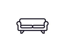Sofa concept. Single premium editable stroke pictogram perfect for logos, mobile apps, online shops and web sites. Vector symbol isolated on white background.