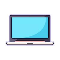 Laptop with Blank Screen Vector Flat Illustration. Perfect for different cards, textile, web sites, apps