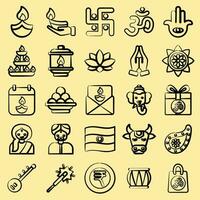 Icon set of diwali. Diwali celebration elements. Icons in hand drawn style. Good for prints, posters, logo, decoration, infographics, etc. vector