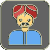 Icon indian man. Diwali celebration elements. Icons in embossed style. Good for prints, posters, logo, decoration, infographics, etc. vector