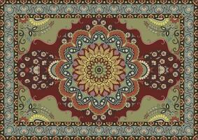 Sun and flower carpet. Persian carpet. floor rugs vector