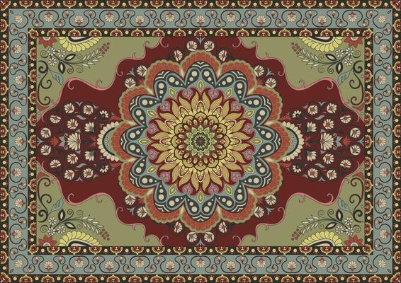 Sun and flower carpet. Persian carpet. floor rugs