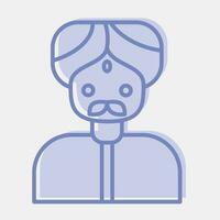 Icon indian man. Diwali celebration elements. Icons in two tone style. Good for prints, posters, logo, decoration, infographics, etc. vector