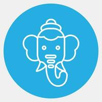 icono Ganesha. diwali celebracion elementos. íconos en azul redondo estilo. bueno para huellas dactilares, carteles, logo, decoración, infografía, etc. vector