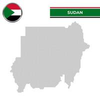 Dotted map of Sudan with circular flag vector