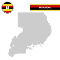 punteado mapa de Uganda con circular bandera vector