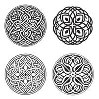 Celtic ornament circular round mandala set. Tattoo viking style collection. Adult coloring page vector