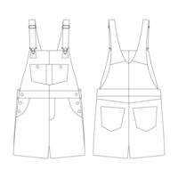 template shorts bib overall vector illustration flat design outline clothing collection