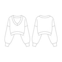 template ballon slevee cropped knit sweater vector illustration flat design outline clothing collection