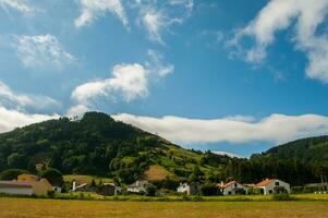 Typical landscape of the Azores archipelago in Portugal photo