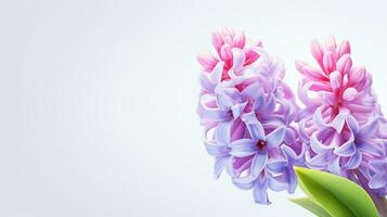 Photo of beautiful Hyacinth flower isolated on white background. Generative AI