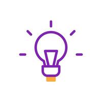 Lamp idea icon duotone purple yellow business symbol illustration. vector