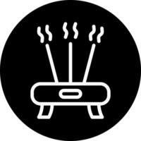 Incense icon rounded white colour chinese new year symbol perfect. vector