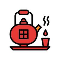 Teapot icon colored outline red orange colour chinese new year symbol perfect. vector