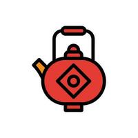 Teapot icon colored outline red orange colour chinese new year symbol perfect. vector