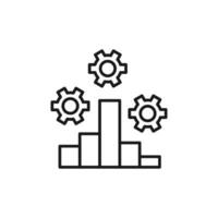 Gears over Progress Bar Isolated Line Icon. Perfect for web sites, apps, UI, internet, shops, stores. Simple image drawn with black thin line vector