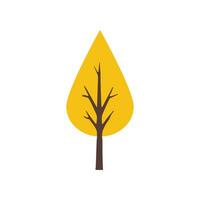 Yellow Autumn Tree Simple Vibrant Illustration in flat style. Suitable for design of websites, postcards, books, patterns and other purposes vector